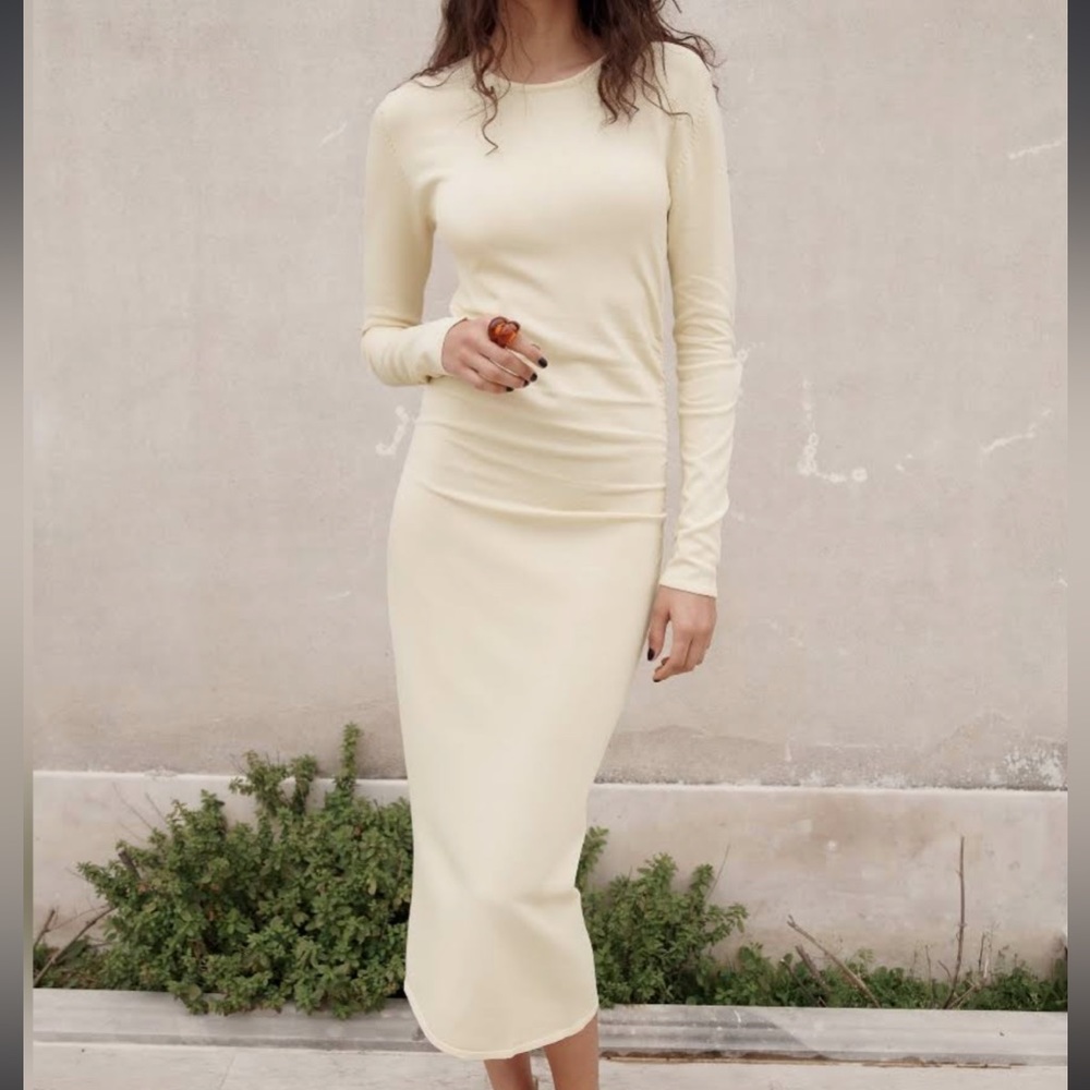 Zara light cream beige maxi dress